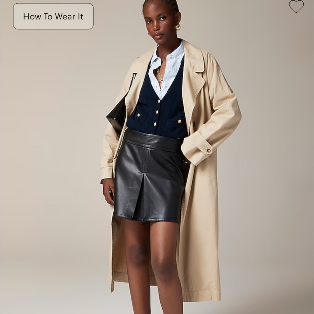 JCrew Center-pleat mini skirt in faux leather Size 0
